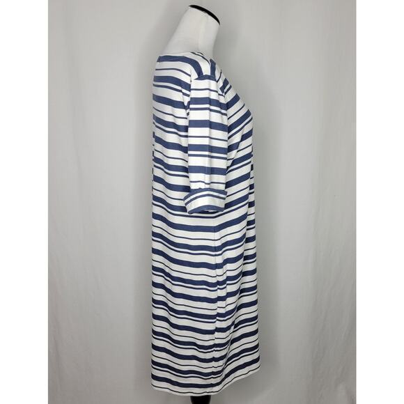 Style & Co Printed Boat-Neck Elbow Sleeve Dress Blue Stripe NWT Size Large - Picture 6 of 9